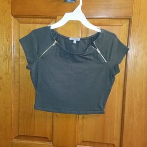 Charlotte Russe olive green crop top